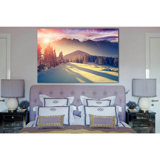 Winter Forest And Sunset In Mountains №SL1571 Ready to Hang Canvas PrintCanvas art arrives ready to hang, with hanging accessories included and no additional framing required. Every canvas print is hand-crafted, made on-demand at our workshop and expertly