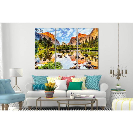 Scenic Yosemite Park Canvas Art for Cozy InteriorsThis canvas print captures the majestic El Capitan reflected in the calm waters below, with colors that pop and bring life to any room. Perfect for adding a touch of nature to a bedroom or dining room.Zell