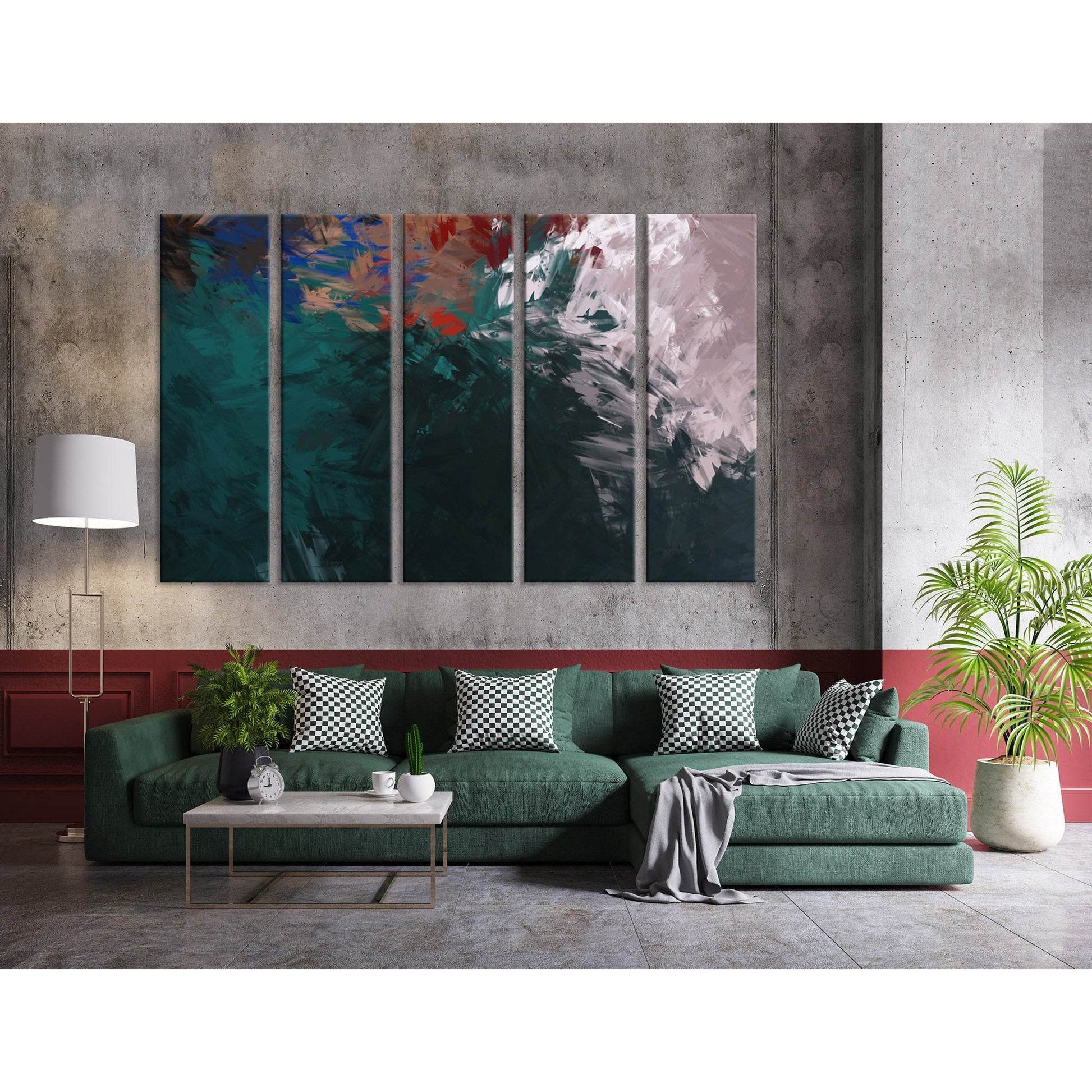 Dark Green, Gray And Red Abstract №04335 Ready to Hang Canvas PrintCanvas art arrives ready to hang, with hanging accessories included and no additional framing required. Every canvas print is hand-crafted, made on-demand at our workshop and expertly stre
