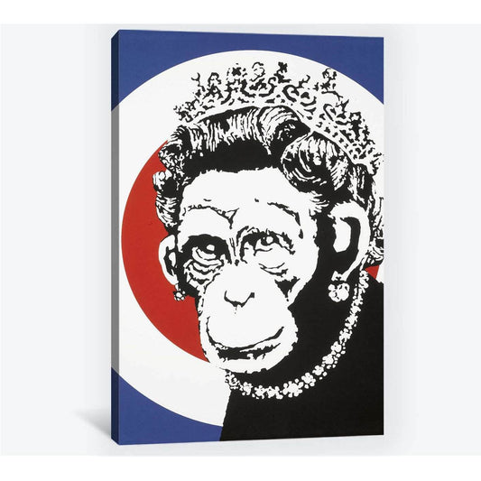 Banksy monkey queen - Canvas printCanvas art arrives ready to hang, with hanging accessories included and no additional framing required. Every canvas print is hand-crafted, made on-demand at our workshop and expertly stretched around 100% North American