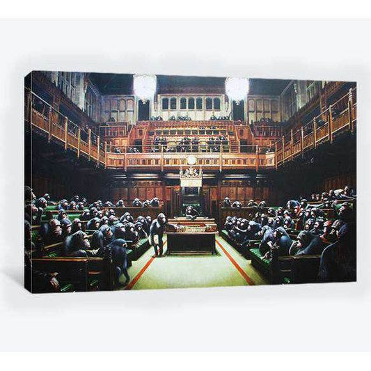 Monkey Parliament Banksy - Canvas printCanvas art arrives ready to hang, with hanging accessories included and no additional framing required. Every canvas print is hand-crafted, made on-demand at our workshop and expertly stretched around 100% North Amer