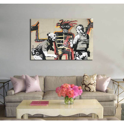Banksy rend hommage à Basquiat avec deux fresques - Canvas printCanvas art arrives ready to hang, with hanging accessories included and no additional framing required. Every canvas print is hand-crafted, made on-demand at our workshop and expertly stretch