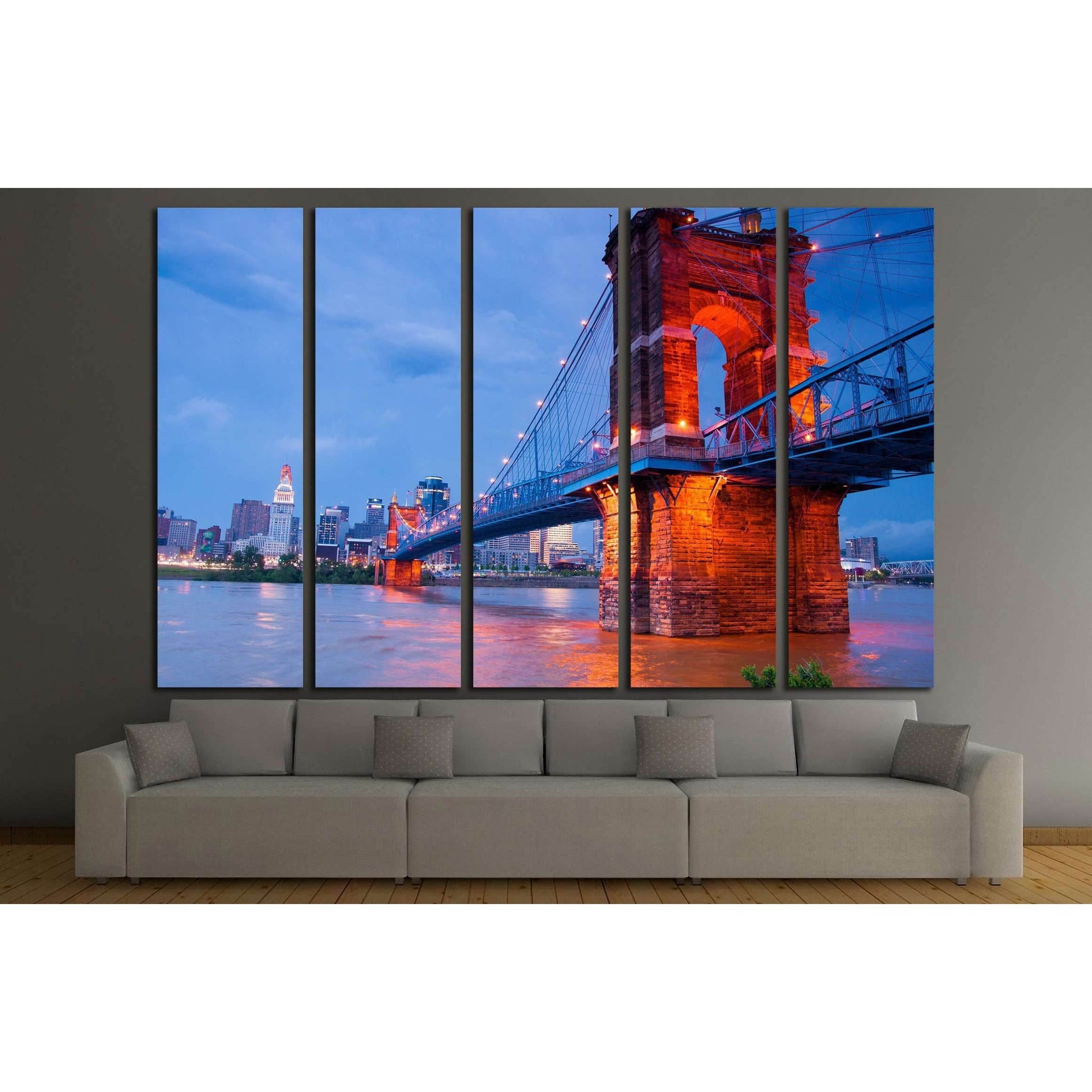 A beautiful aged bridge by the Cincinnati skyline №2240 Ready to Hang Canvas PrintCanvas art arrives ready to hang, with hanging accessories included and no additional framing required. Every canvas print is hand-crafted, made on-demand at our workshop an