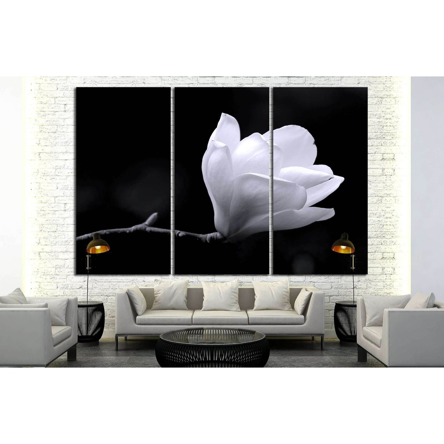 A black and white fine art portrait of the flower from a magnolia tree. №2747 Ready to Hang Canvas Print - Zellart Canvas Prints ALL_Products, s-2747