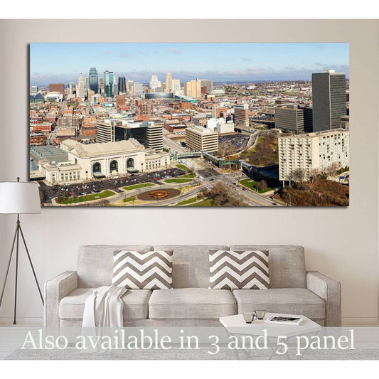 A large panoramic view of Kansas City, Missouri during the daytime №1642 Ready to Hang Canvas PrintCanvas art arrives ready to hang, with hanging accessories included and no additional framing required. Every canvas print is hand-crafted, made on-demand a