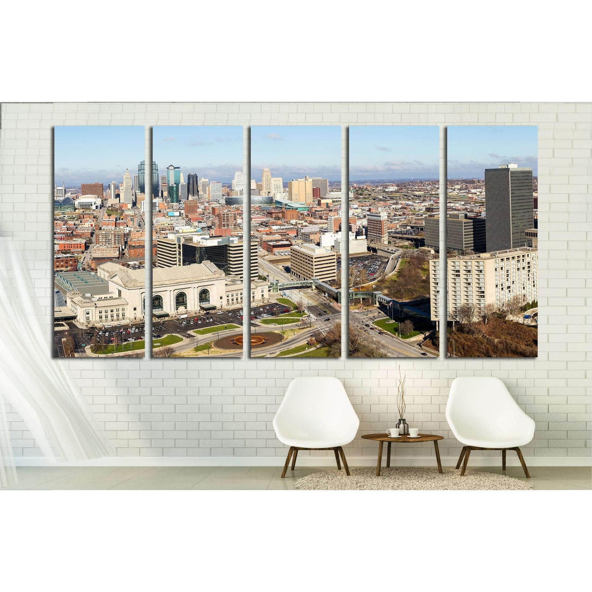 A large panoramic view of Kansas City, Missouri during the daytime №1642 Ready to Hang Canvas PrintCanvas art arrives ready to hang, with hanging accessories included and no additional framing required. Every canvas print is hand-crafted, made on-demand a