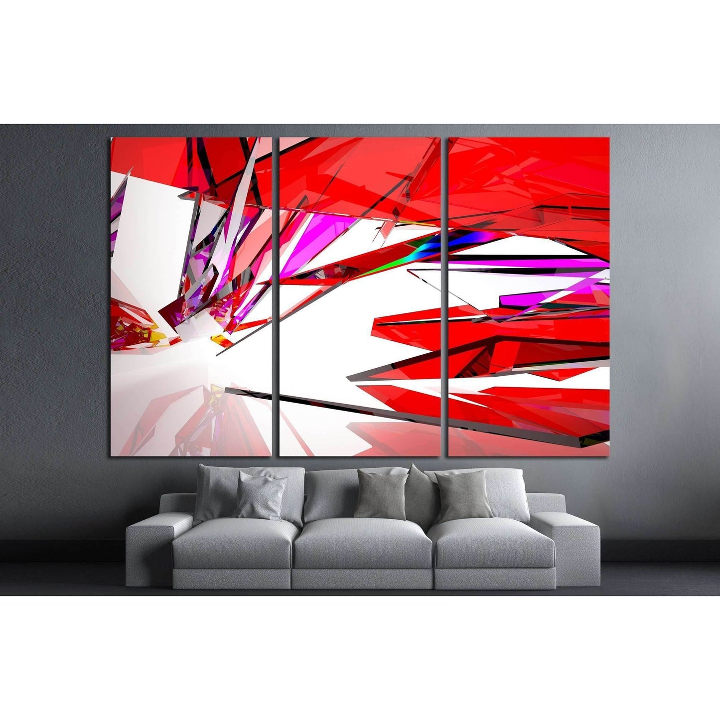 abstract architectural interior with gradient geometric glass sculpture with black lines №2568 Ready to Hang Canvas Print - Zellart Canvas Prints ALL_Products, s-2568