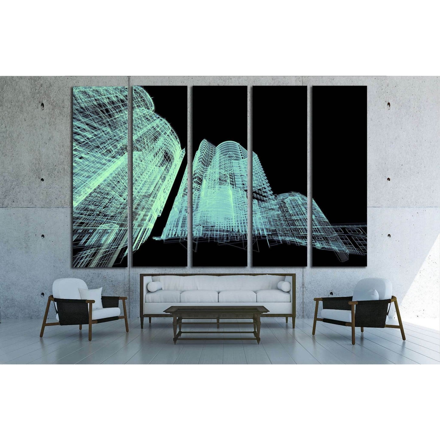 Abstract architecture 3D illustration №1579 Ready to Hang Canvas Print - Zellart Canvas Prints ALL_Products, s-1579