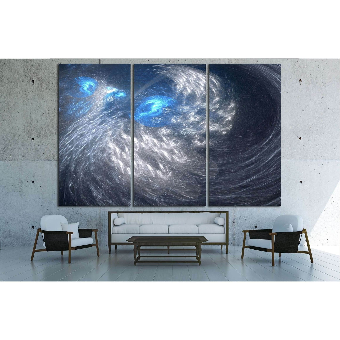 Abstract background. Gray - blue palette. Raster fractal graphics. №2530 Ready to Hang Canvas Print - Zellart Canvas Prints ALL_Products, s-2530