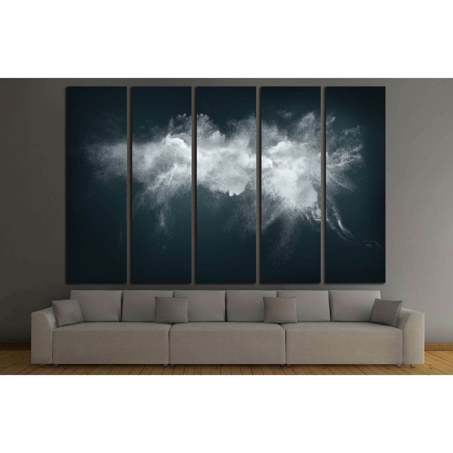 Abstract design of white powder cloud against dark background №2535 Ready to Hang Canvas Print - Zellart Canvas Prints ALL_Products, s-2535