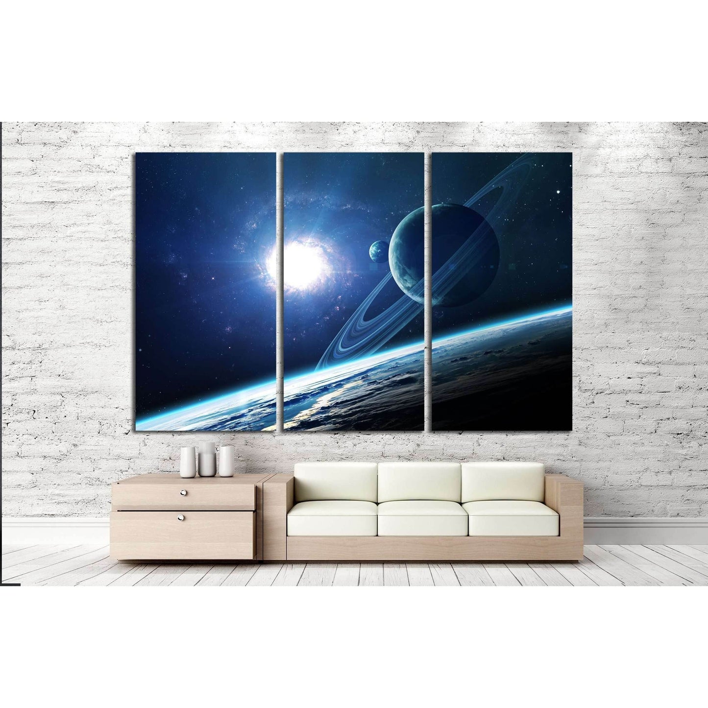 Abstract scientific background - planets in space, nebula and stars №2433 Ready to Hang Canvas Print - Zellart Canvas Prints ALL_Products, s-2433