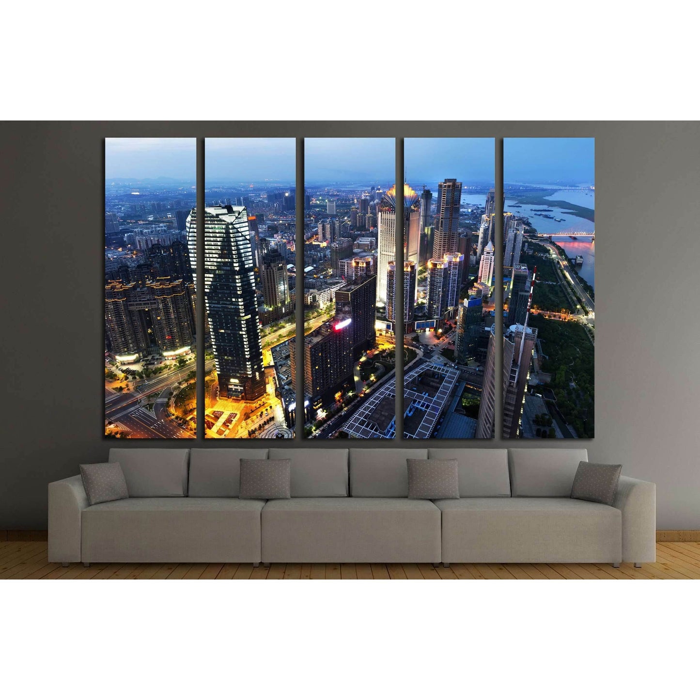 Aerial view of city №2257 Ready to Hang Canvas Print - Zellart Canvas Prints ALL_Products, s-2257