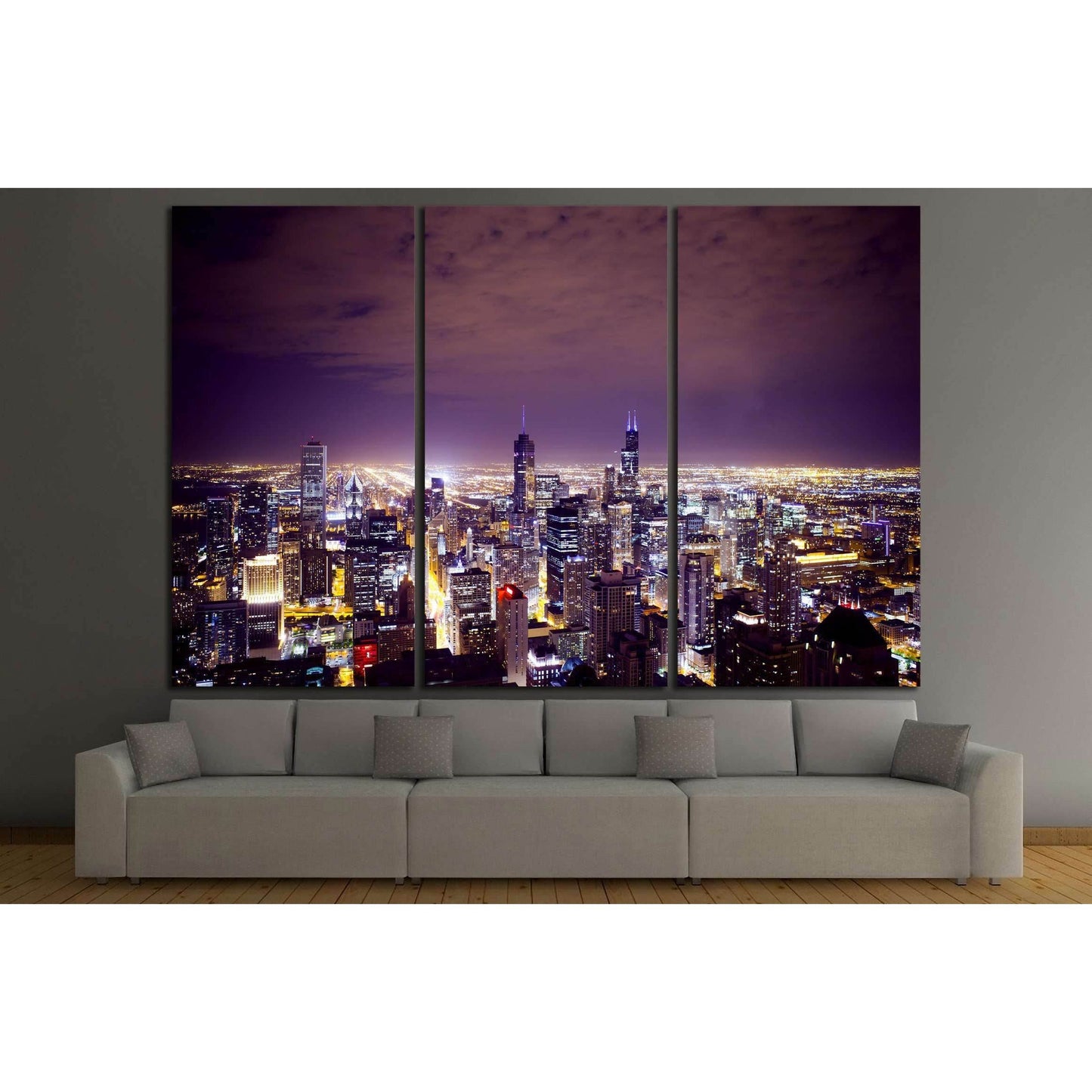 Aerial View of City Downtown №2145 Ready to Hang Canvas Print - Zellart Canvas Prints ALL_Products, s-2145