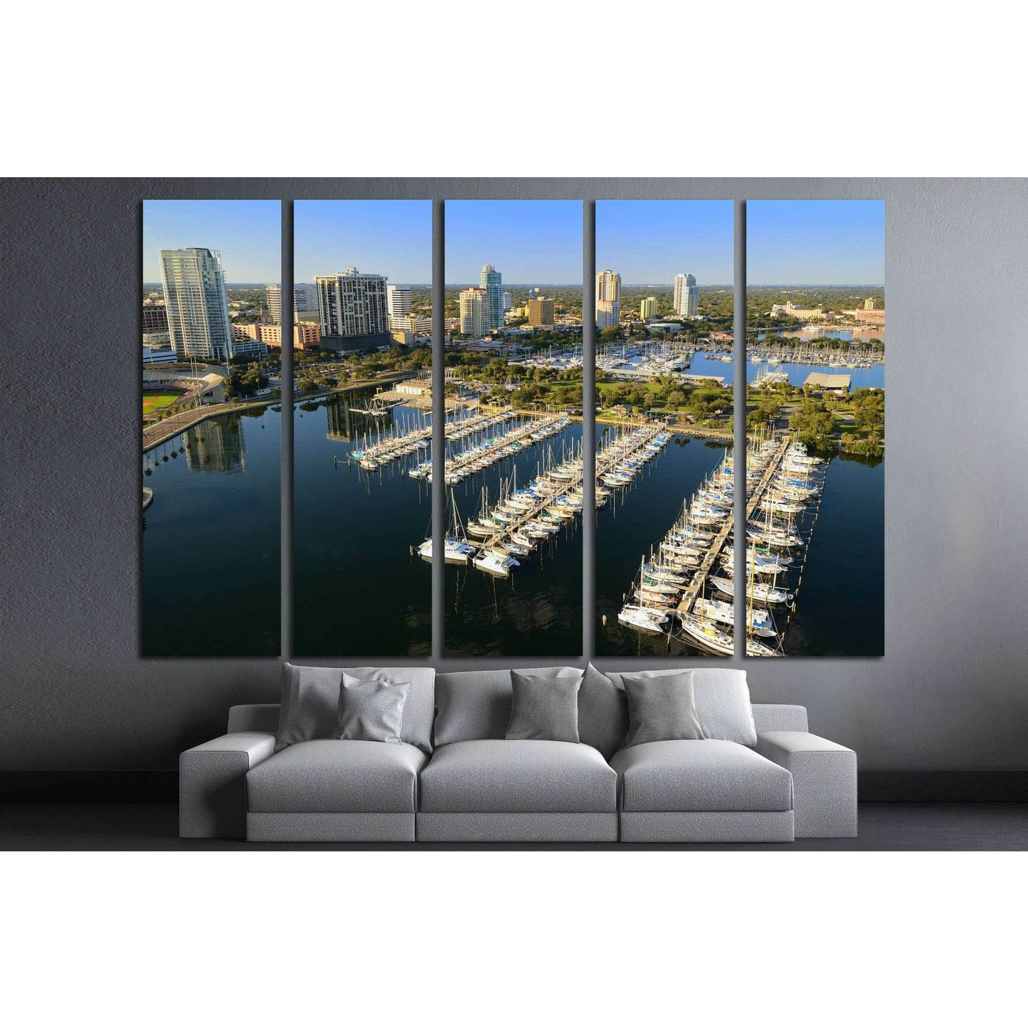 Aerial view of downtown St. Petersburg, Florida №1666 Ready to Hang Canvas Print - Zellart Canvas Prints ALL_Products, s-1666