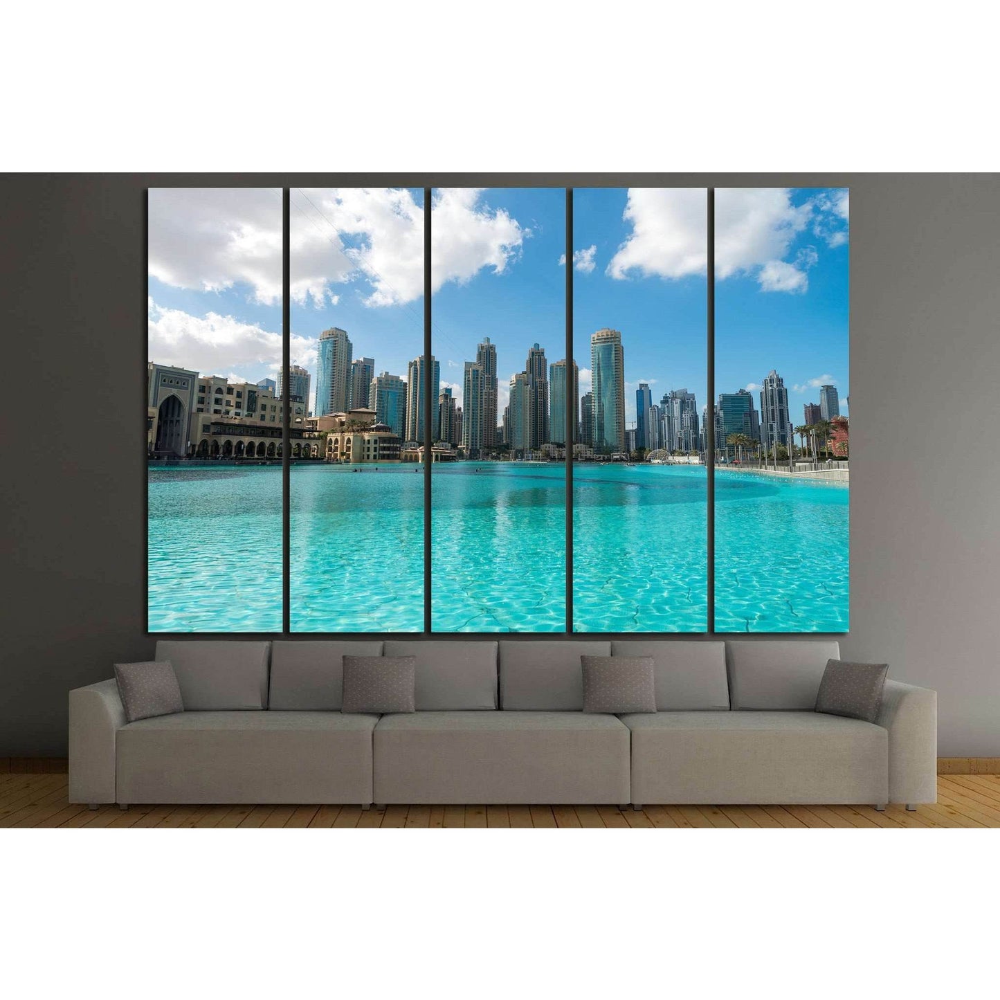 Aerial view of Dubai skyline, UAE №1023 Ready to Hang Canvas Print - Zellart Canvas Prints ALL_Products, s-1023