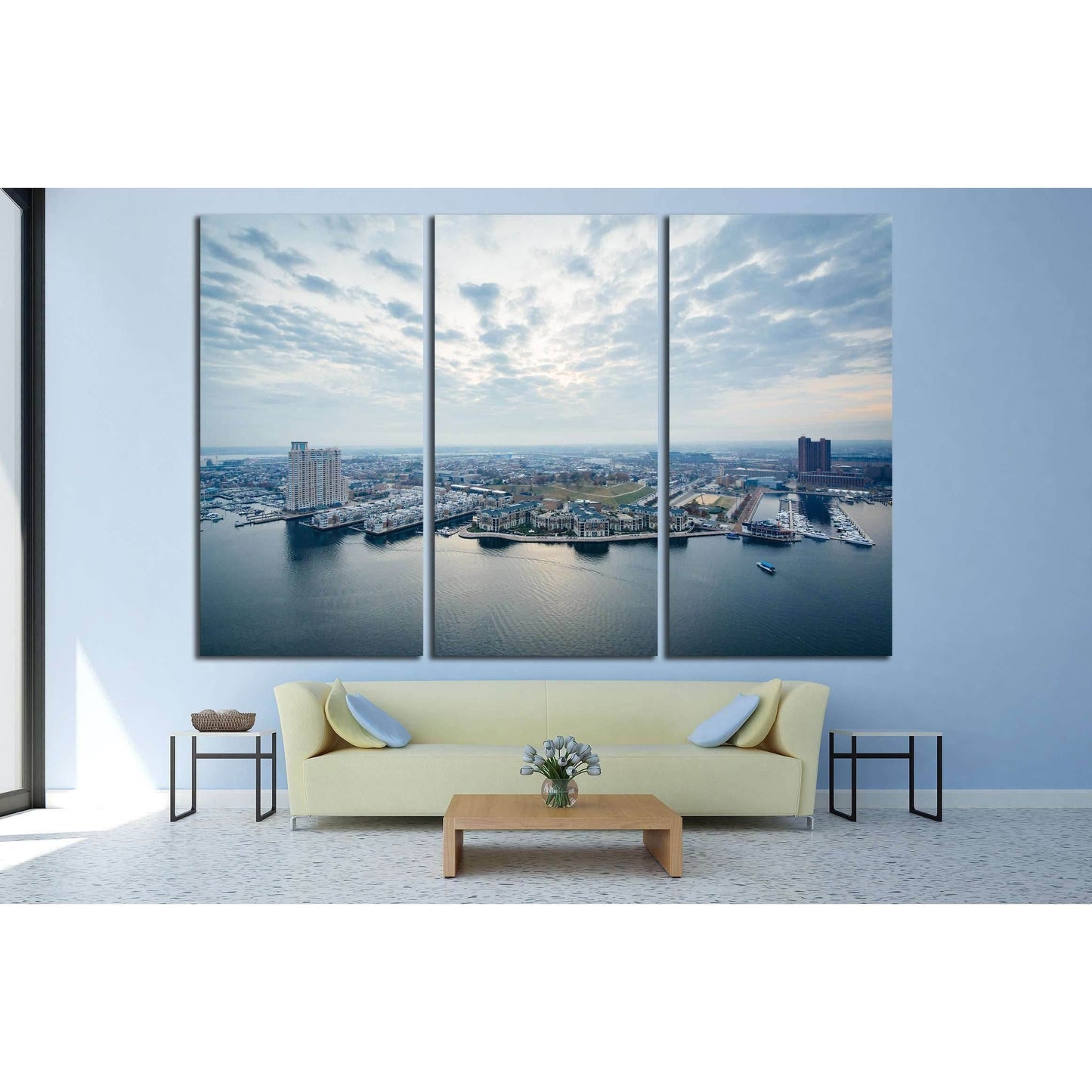 Aerial view of Federal Hill and the Inner Harbor of Baltimore, Maryland №2392 Ready to Hang Canvas Print - Zellart Canvas Prints ALL_Products, s-2392