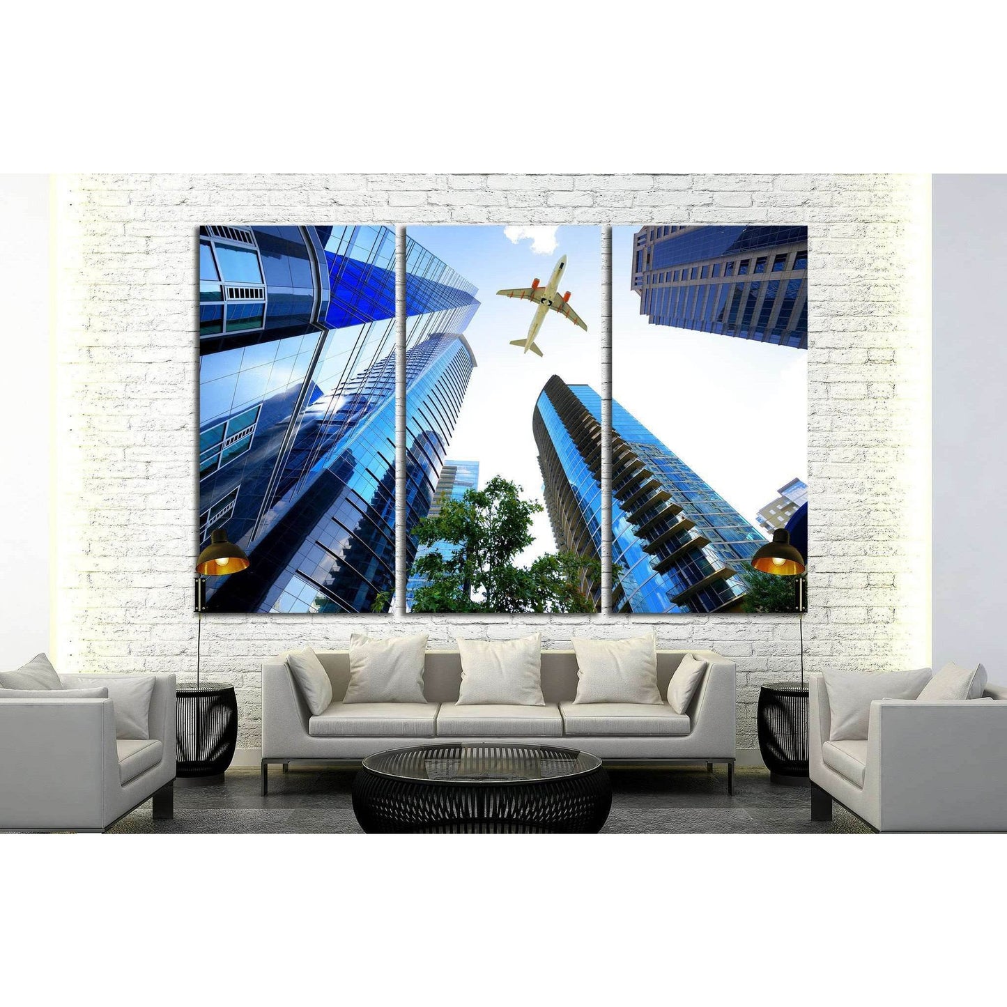 Airplane flying over Atlanta, Georgia, USA №1644 Ready to Hang Canvas Print - Zellart Canvas Prints ALL_Products, s-1644