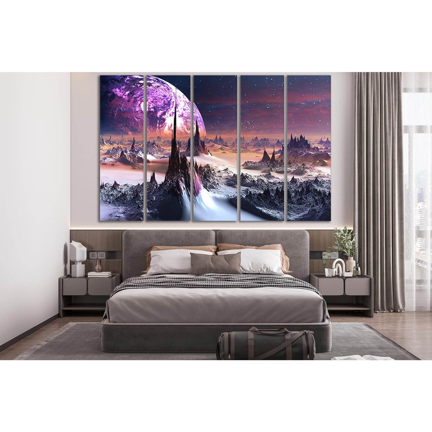 Alien Planet Landscape №SL421 Ready to Hang Canvas Print - Zellart Canvas Prints 0new, ALL_Products, Astronomy & Space Canvas Wall Art