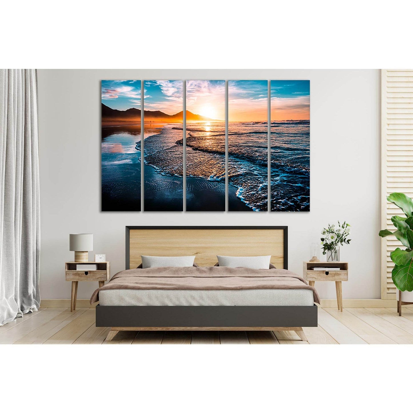 Amazing Beach Sunset №SL48 Ready to Hang Canvas Print - Zellart Canvas Prints 0new, ALL_Products, Beach Ocean & Waves