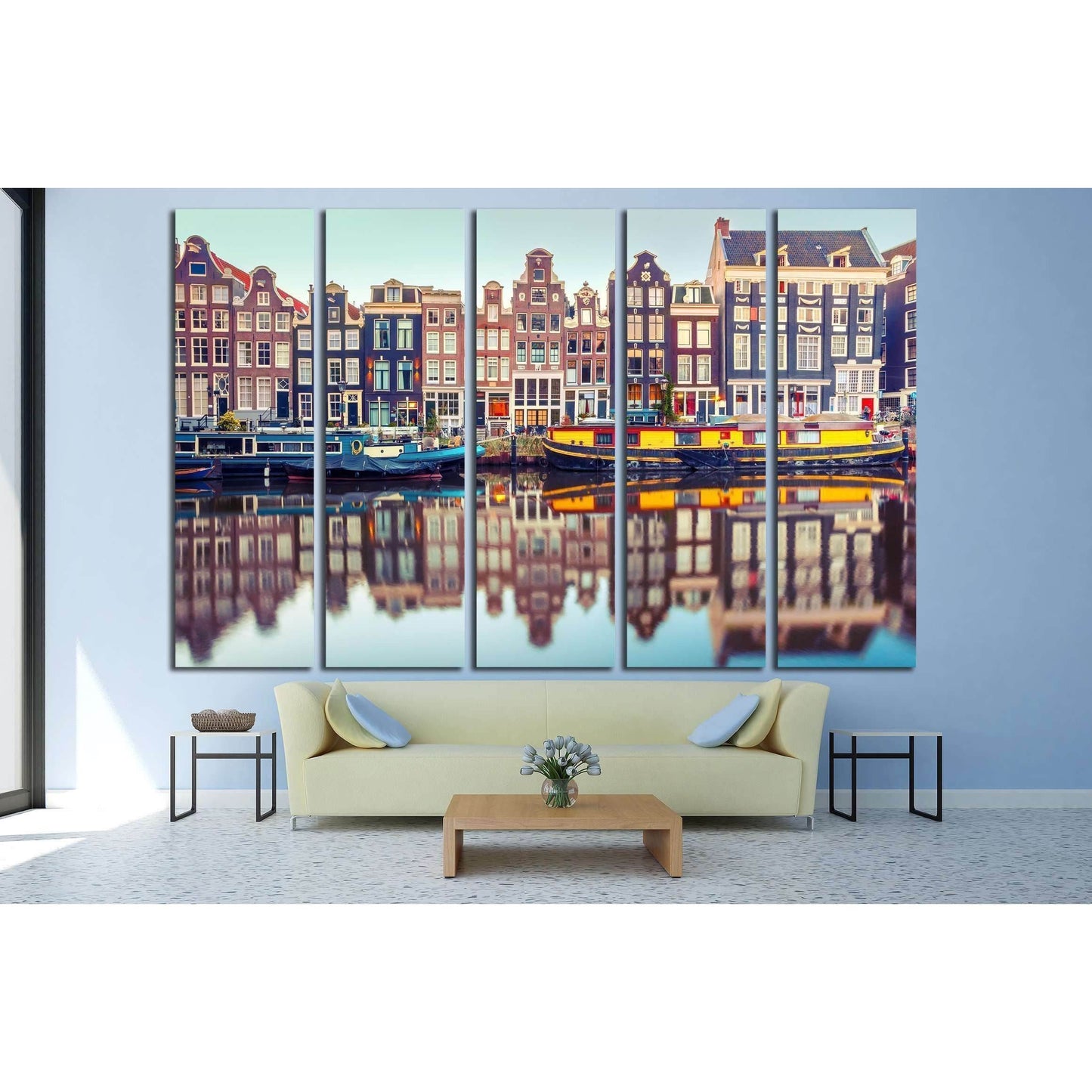 Amsterdam canal Singel.Holland, Netherlands №2409 Ready to Hang Canvas Print - Zellart Canvas Prints ALL_Products, s-2409