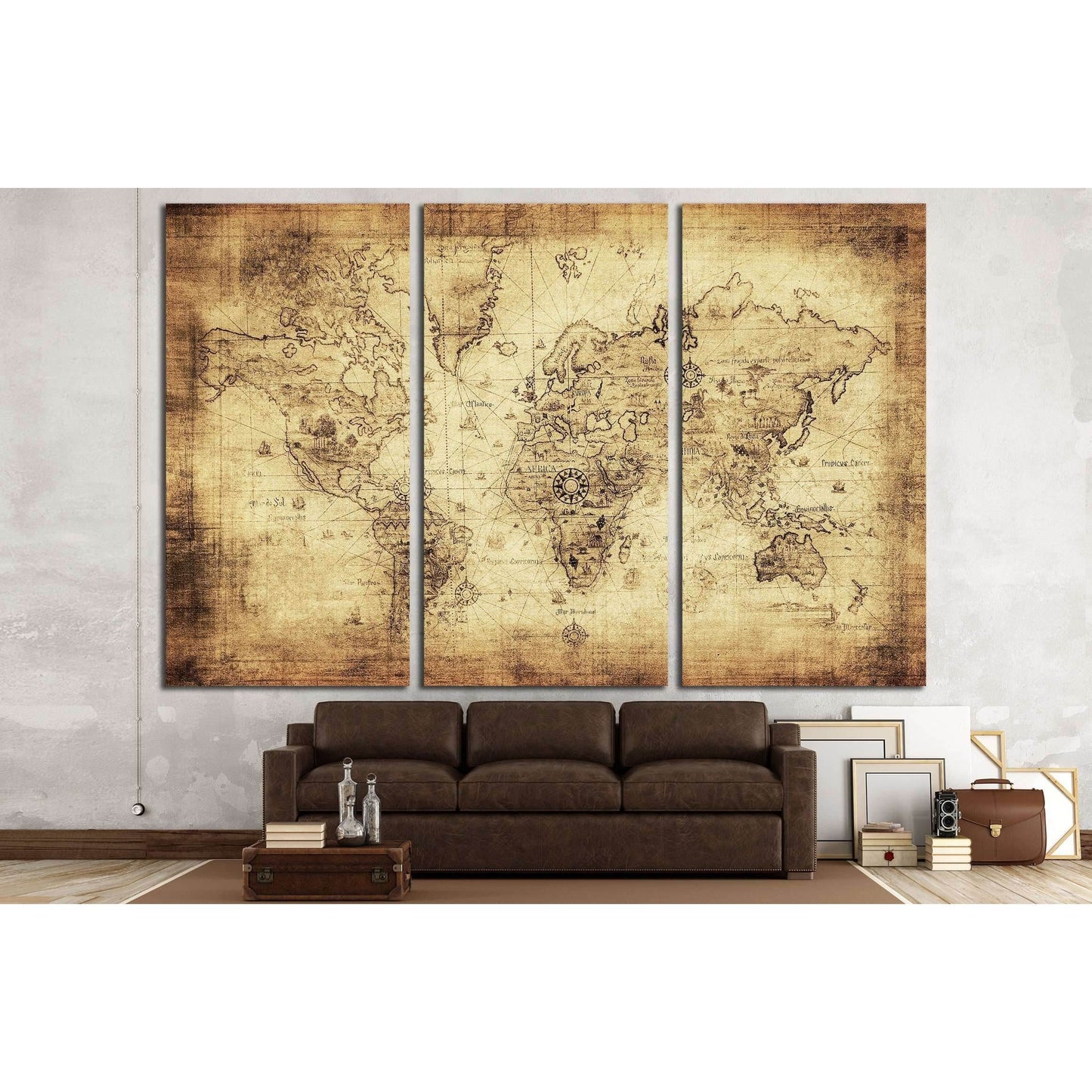 ancient map of the world №2807 Ready to Hang Canvas Print - Zellart Canvas Prints ALL_Products, s-2807