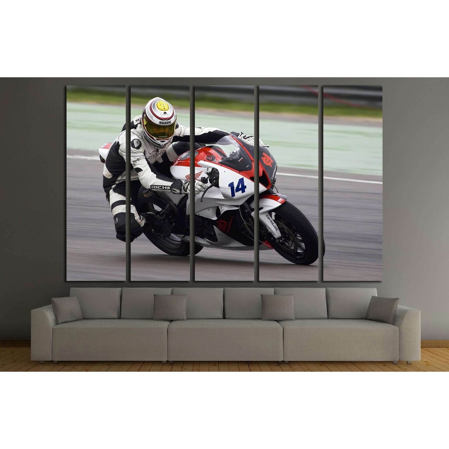 ASSEN - Frank Brouwer participates in the ONK Supersport at the Rizla Racing Assen, Netherland №2472 Ready to Hang Canvas Print - Zellart Canvas Prints ALL_Products, s-2472