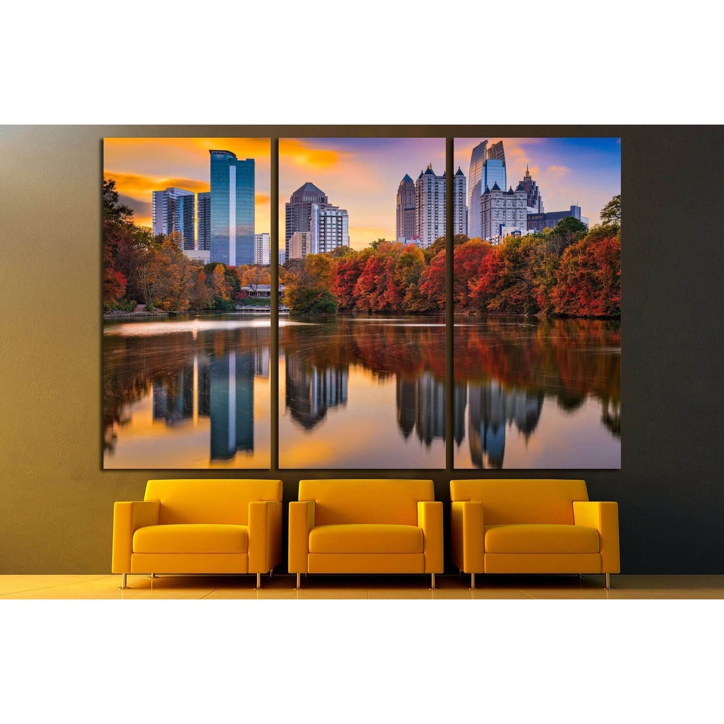 Atlanta, Georgia, USA Piedmont Park skyline in autumn №2404 Ready to Hang Canvas Print - Zellart Canvas Prints ALL_Products, s-2404