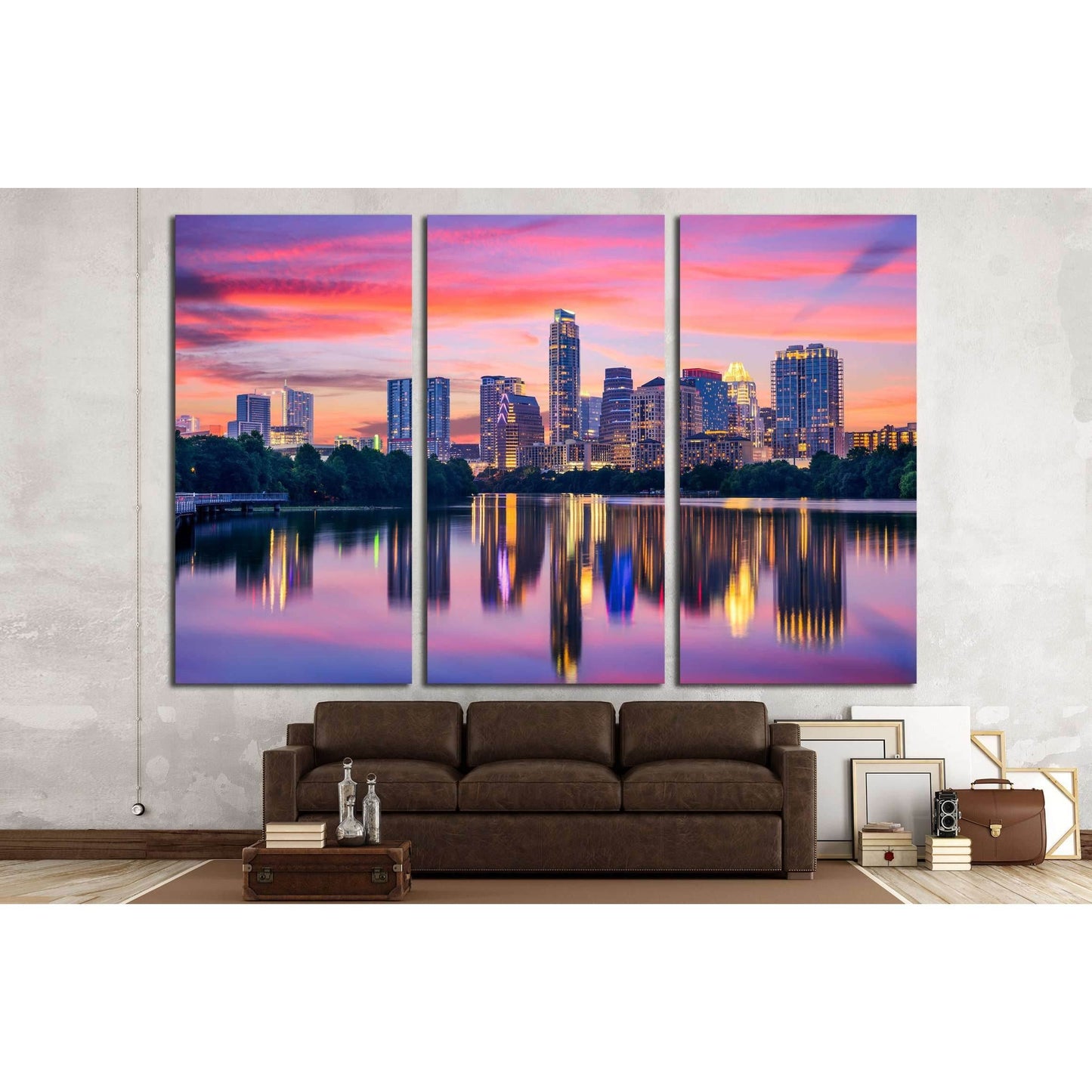 Austin, Texas, USA skyline on the Colorado River №2983 Ready to Hang Canvas Print - Zellart Canvas Prints ALL_Products, s-2983