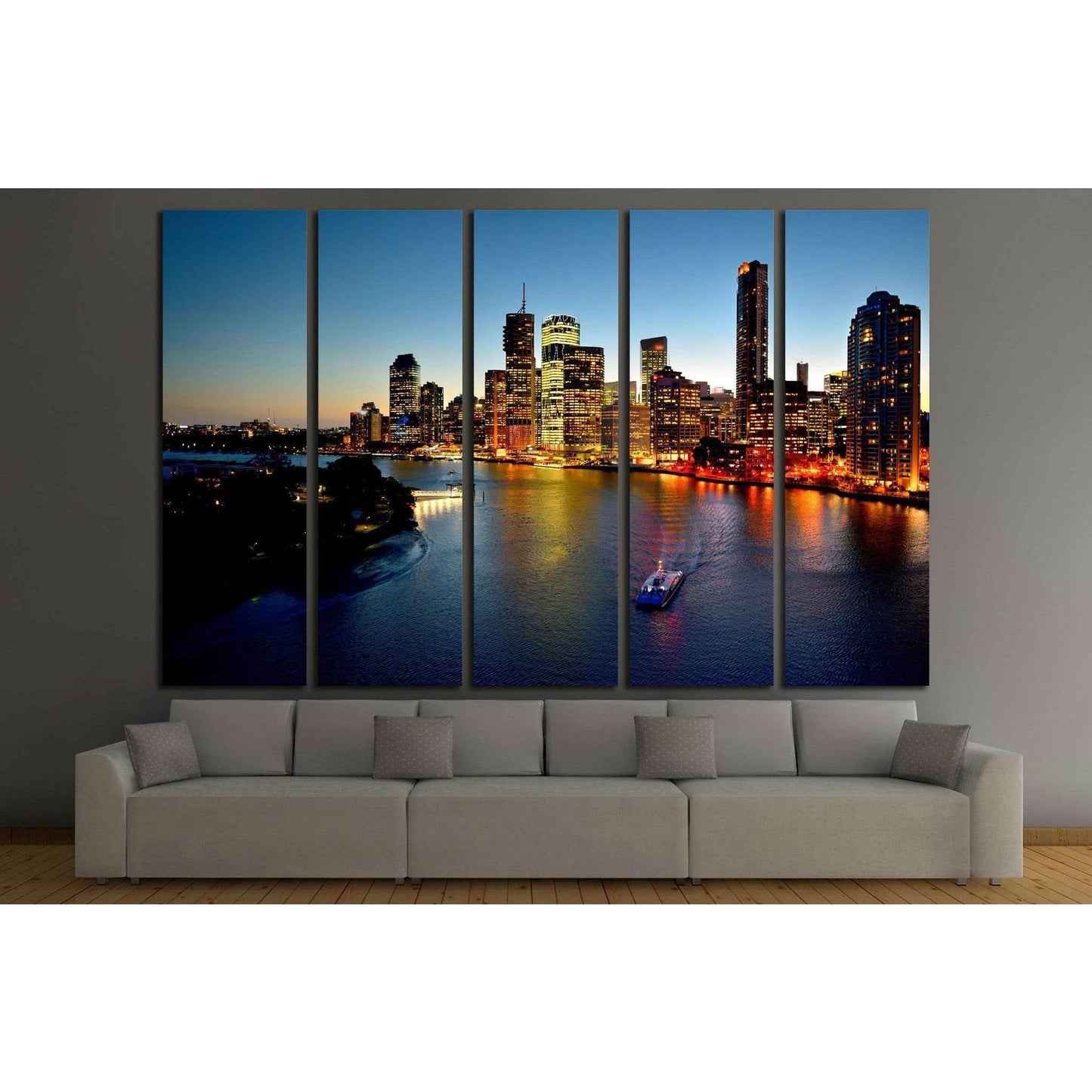 Australian Landscape Brisbane Riverside viewed from Story Bridge №1724 Ready to Hang Canvas Print - Zellart Canvas Prints ALL_Products, s-1724