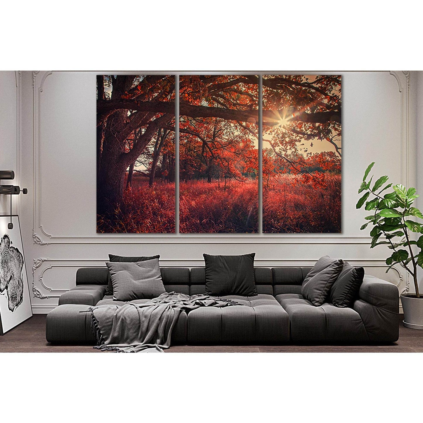 Autumn, Sun Rays, Trees №SL627 Ready to Hang Canvas Print - Zellart Canvas Prints 0new, ALL_Products, Autumn Wall Art