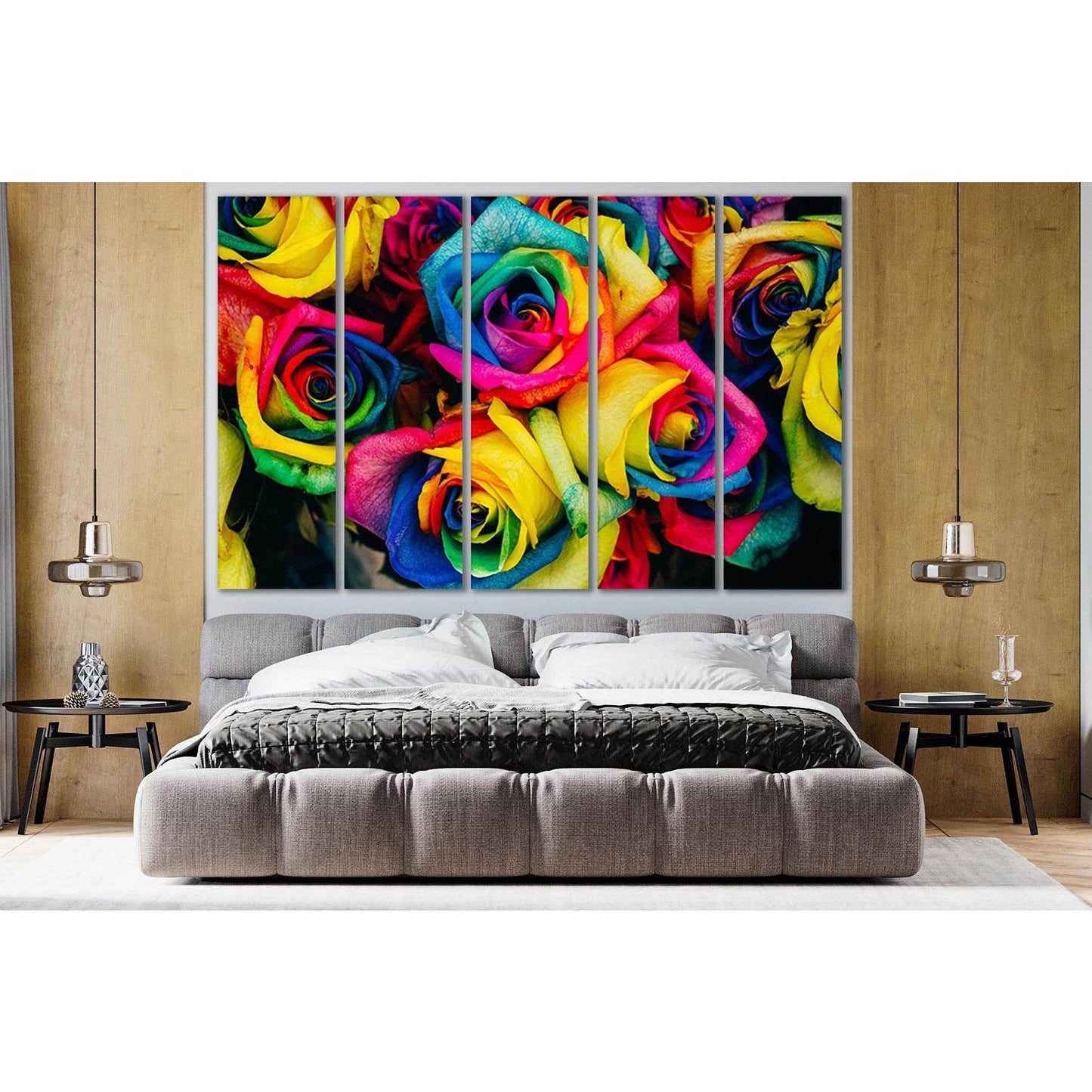 Background Of Colored Roses №SL700 Ready to Hang Canvas Print - Zellart Canvas Prints 0new, ALL_Products, Floral & Botanical Wall Art
