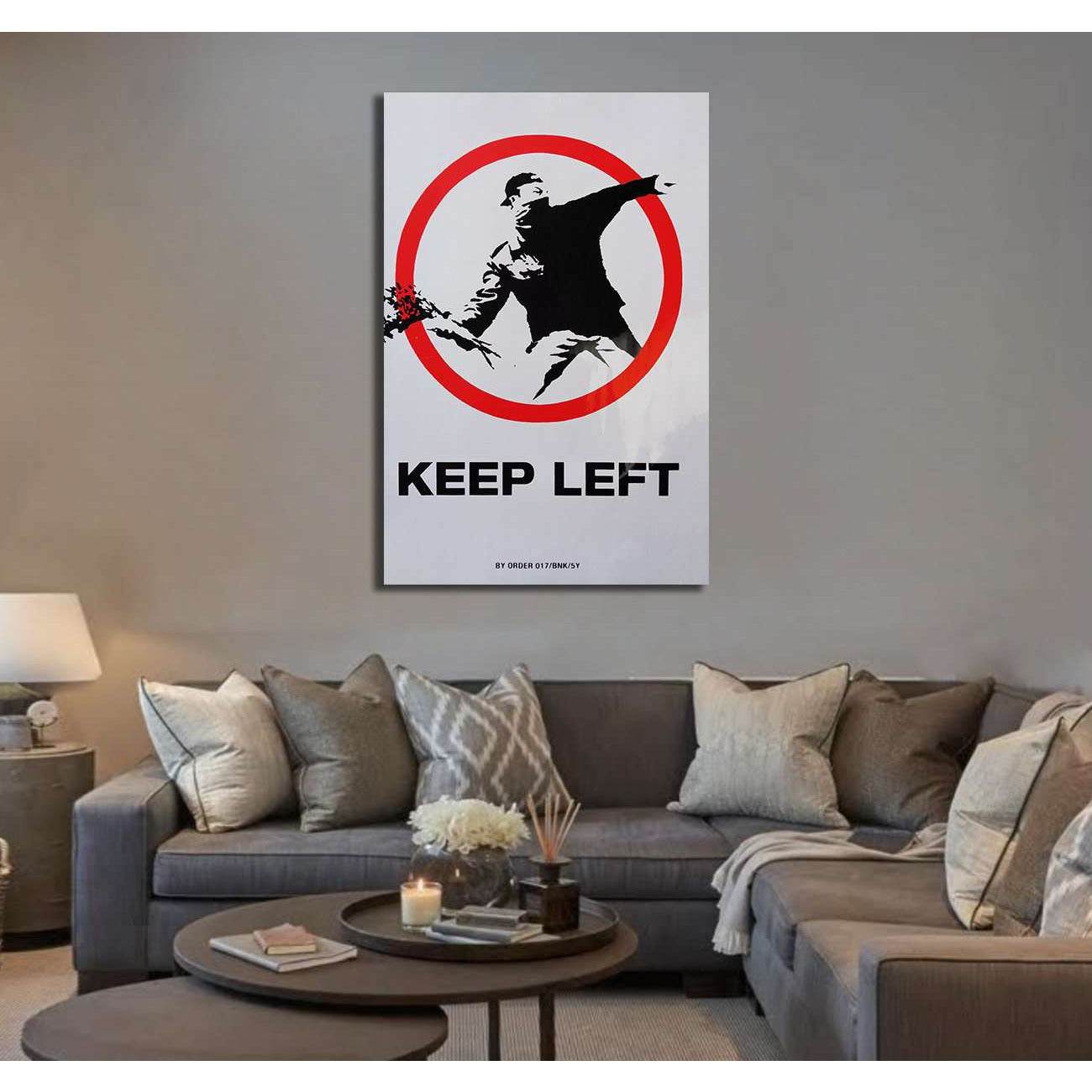 Banksy keep left - Ready to Hang Canvas Print - Zellart Canvas Prints 000Negative, 6020, ALL_Products