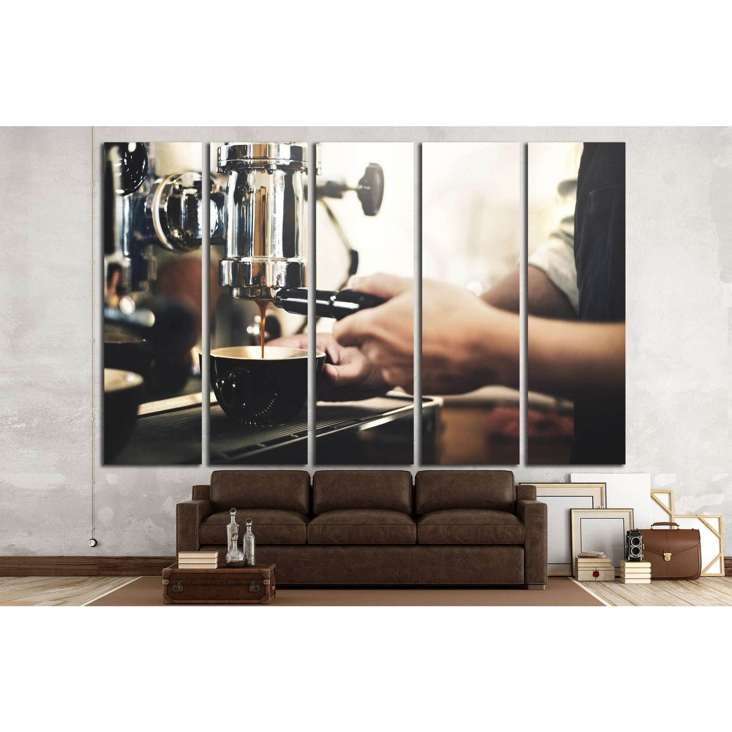 Barista Cafe Making Coffee №1448 Ready to Hang Canvas Print - Zellart Canvas Prints ALL_Products, s-1448