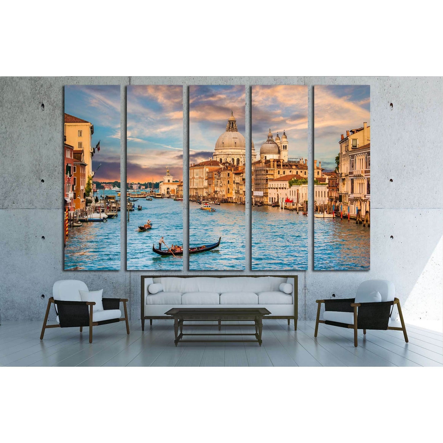 Basilica di Santa Maria della Salute in golden evening light at sunset in Venice, Italy №2990 Ready to Hang Canvas Print - Zellart Canvas Prints ALL_Products, s-2990