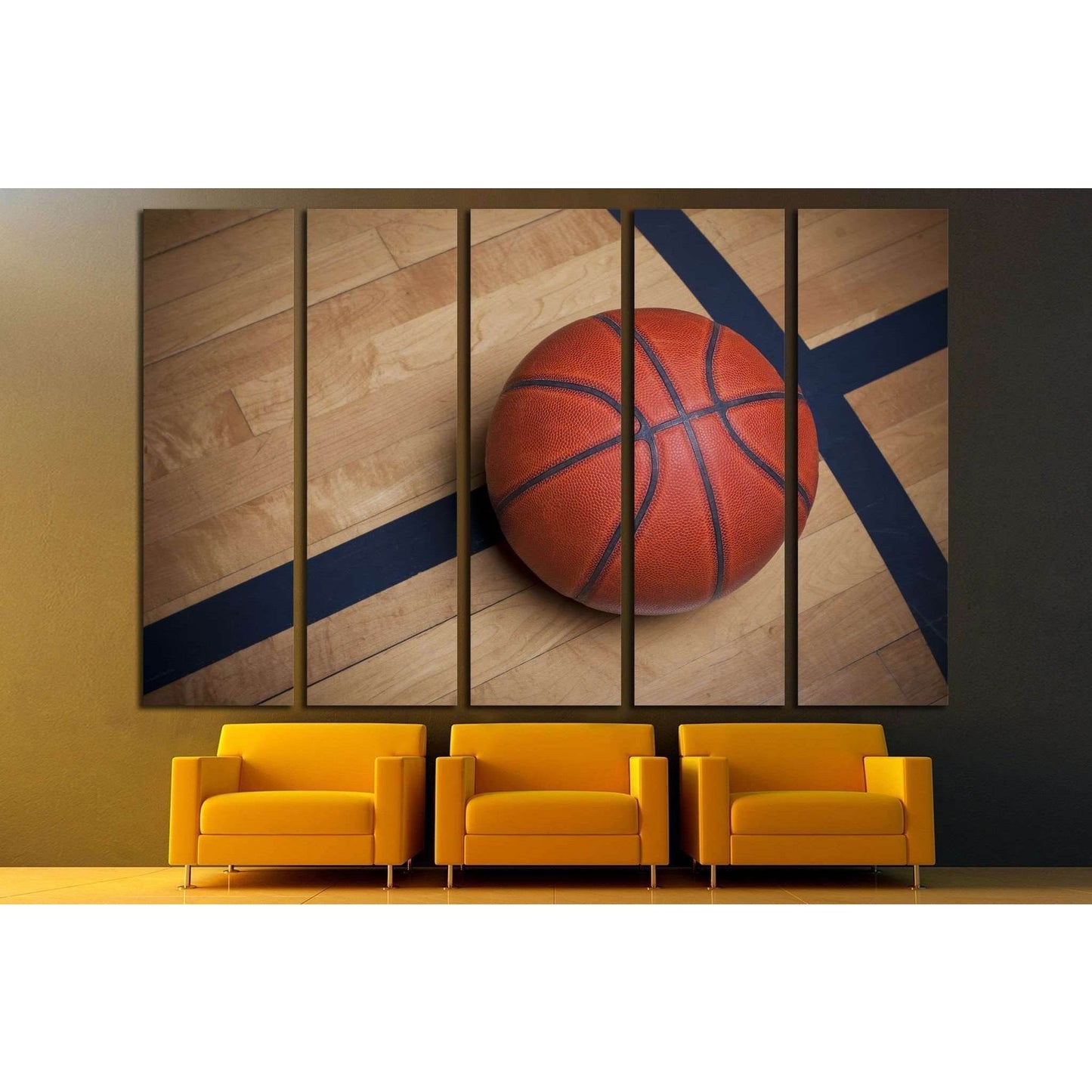 Basketball on a basketball Court №2119 Ready to Hang Canvas Print - Zellart Canvas Prints ALL_Products, s-2119