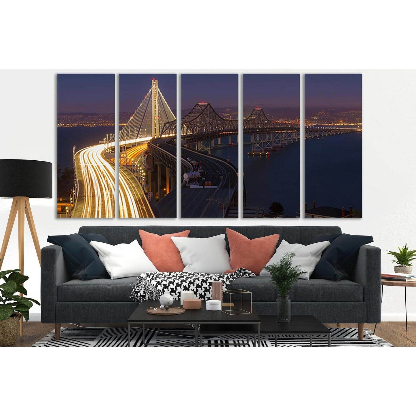 Bay Bridge №SL1111 Ready to Hang Canvas Print - Zellart Canvas Prints 0new, ALL_Products, Bridges Wall Art