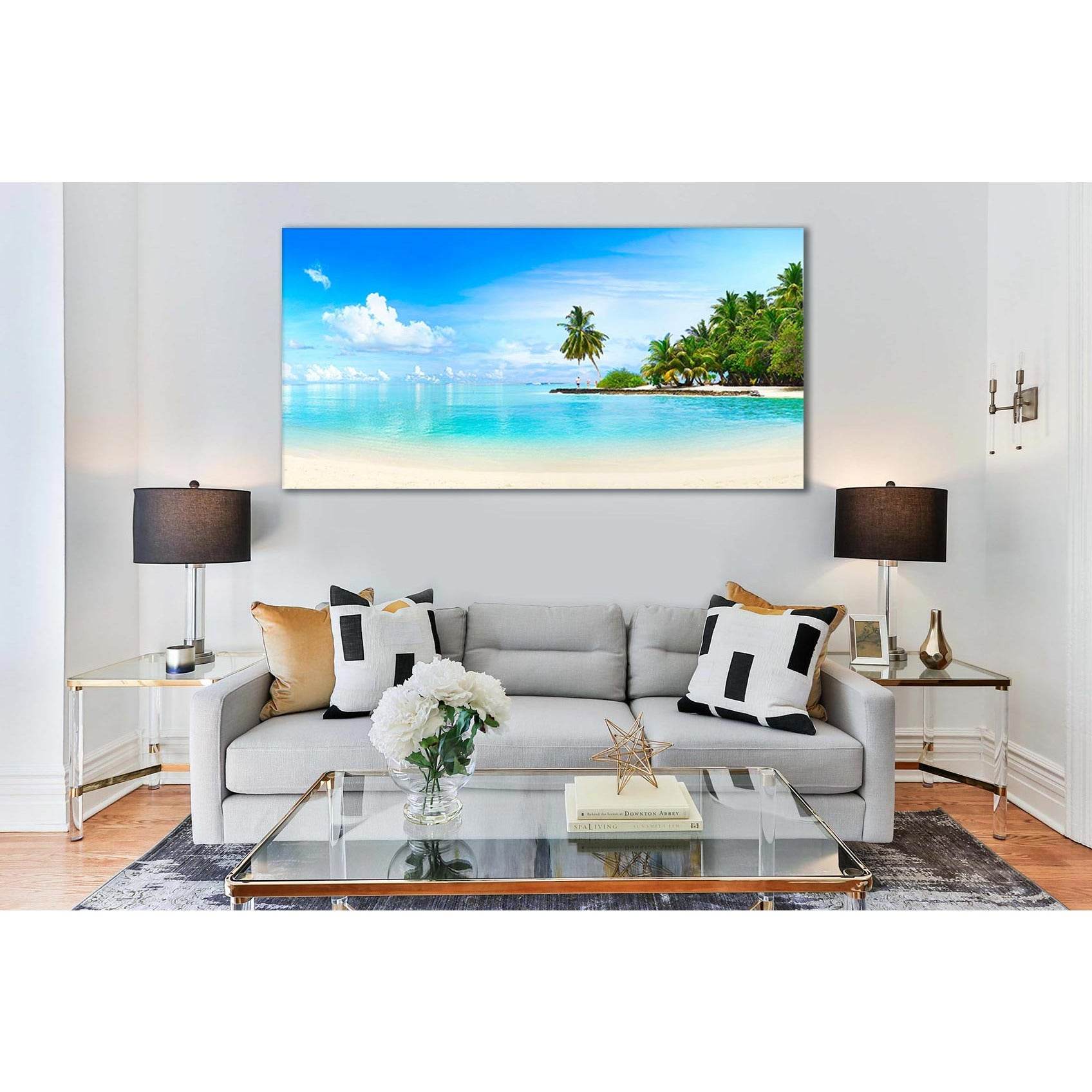 Turquoise Beach Canvas Print, Tropical Coastal Art - Zellart