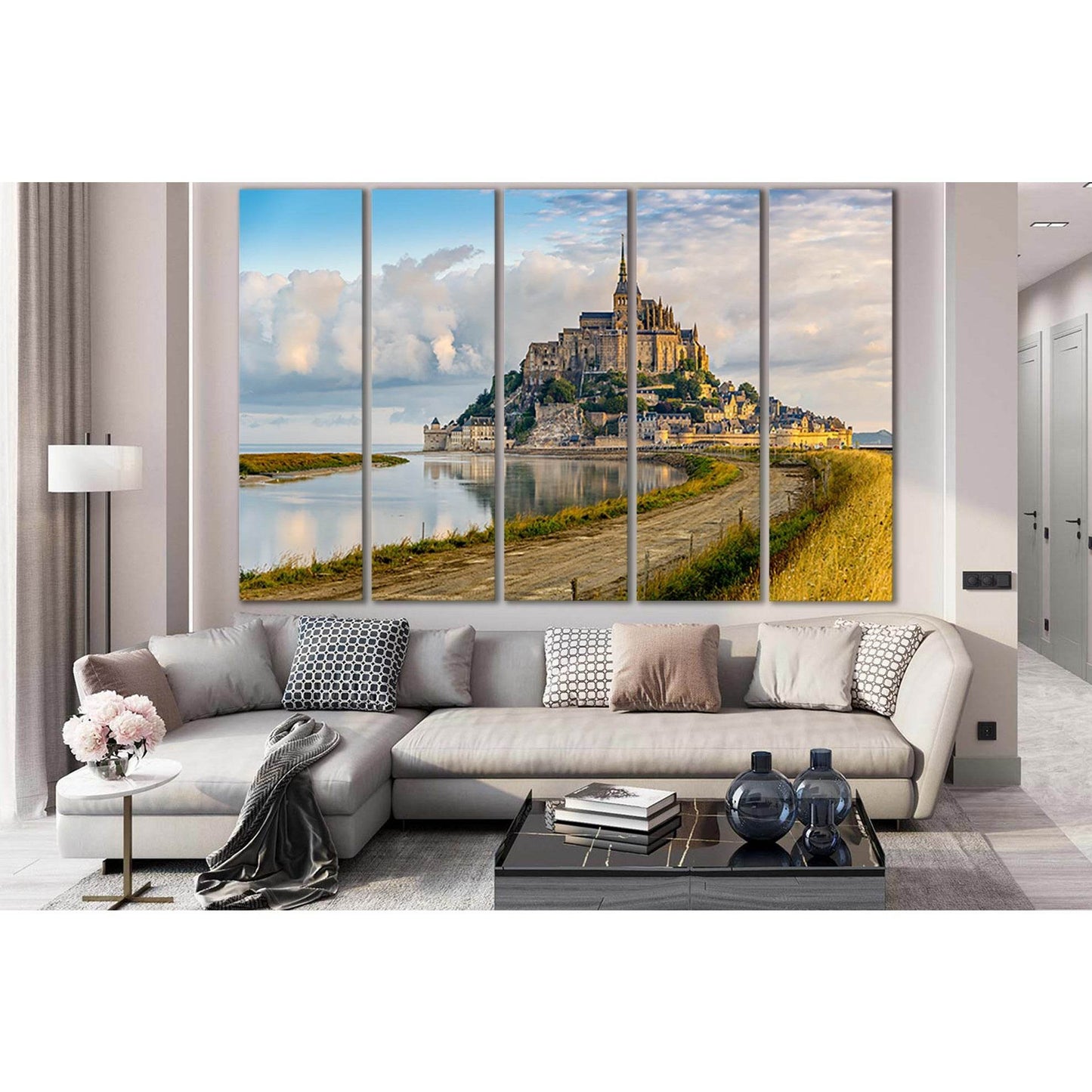 Beautiful Architecture Mont Saint Michel №SL1365 Ready to Hang Canvas Print - Zellart Canvas Prints 0new, ALL_Products, Architecture