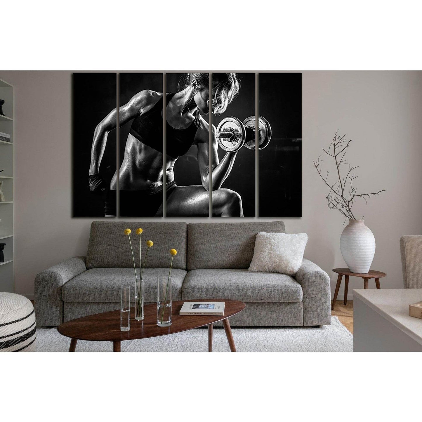 Beautiful Athletic Woman №SL892 Ready to Hang Canvas Print - Zellart Canvas Prints 0new, ALL_Products, Black & White Wall Art