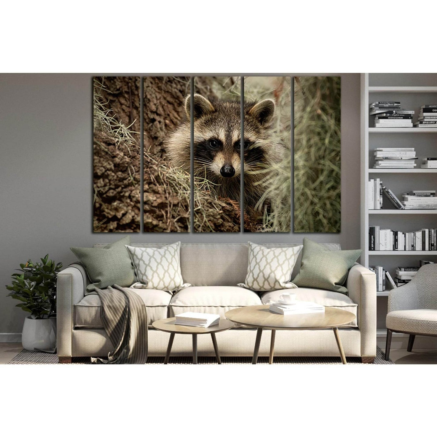 Beautiful Cute Raccoon №SL1532 Ready to Hang Canvas Print - Zellart Canvas Prints 0new, ALL_Products, Animals & Wildlife