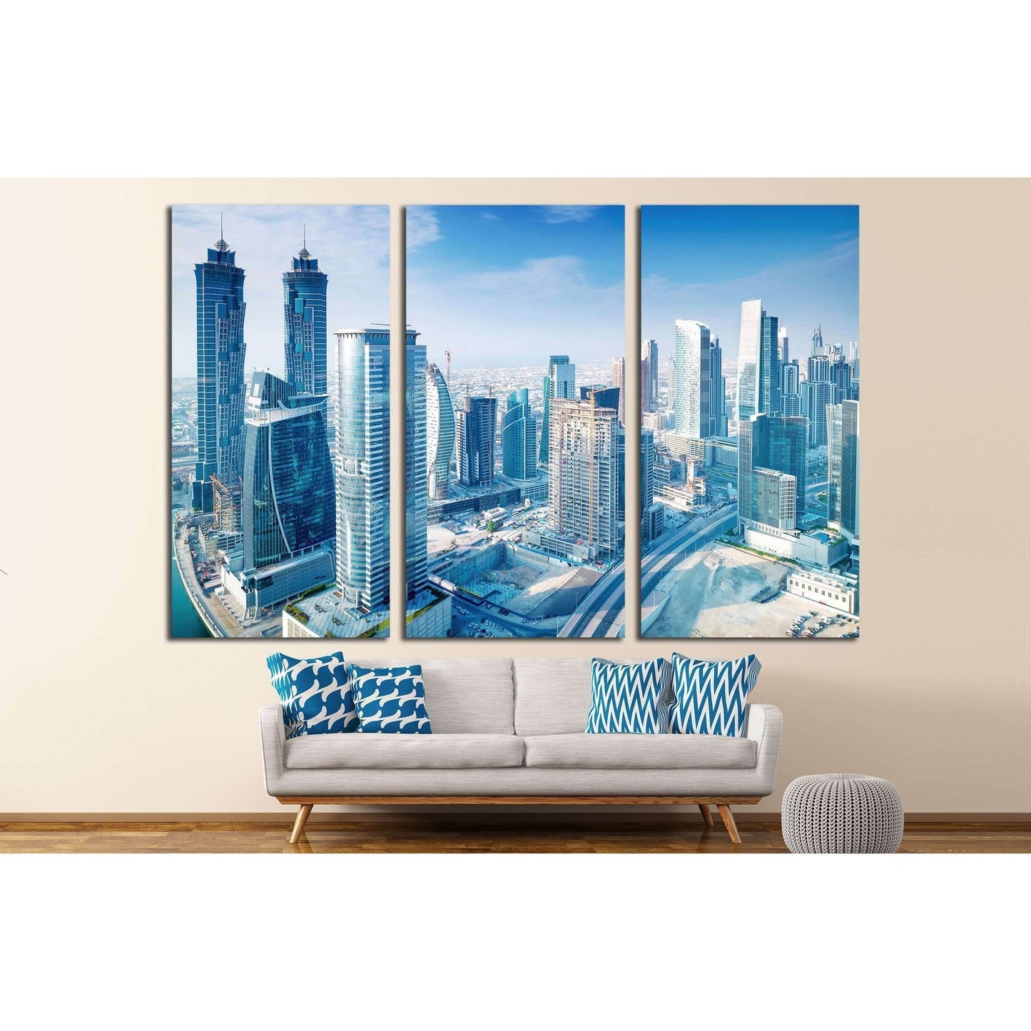 Beautiful Dubai city, bird eye view on majestic cityscape with modern new buildings, United Arab Emirates №2293 Ready to Hang Canvas Print - Zellart Canvas Prints ALL_Products, s-2293