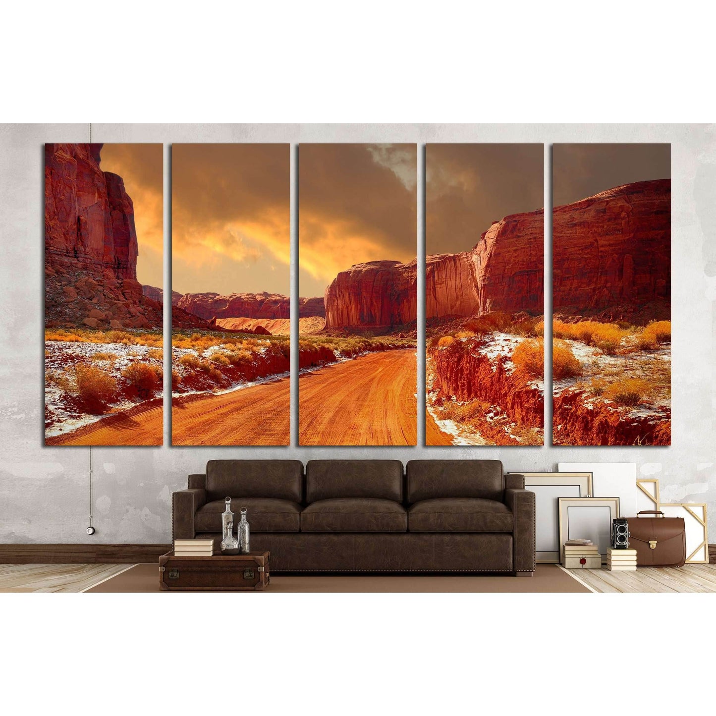 Beautiful Image of the road through monument valley in Winter №1965 Ready to Hang Canvas Print - Zellart Canvas Prints ALL_Products, s-1965