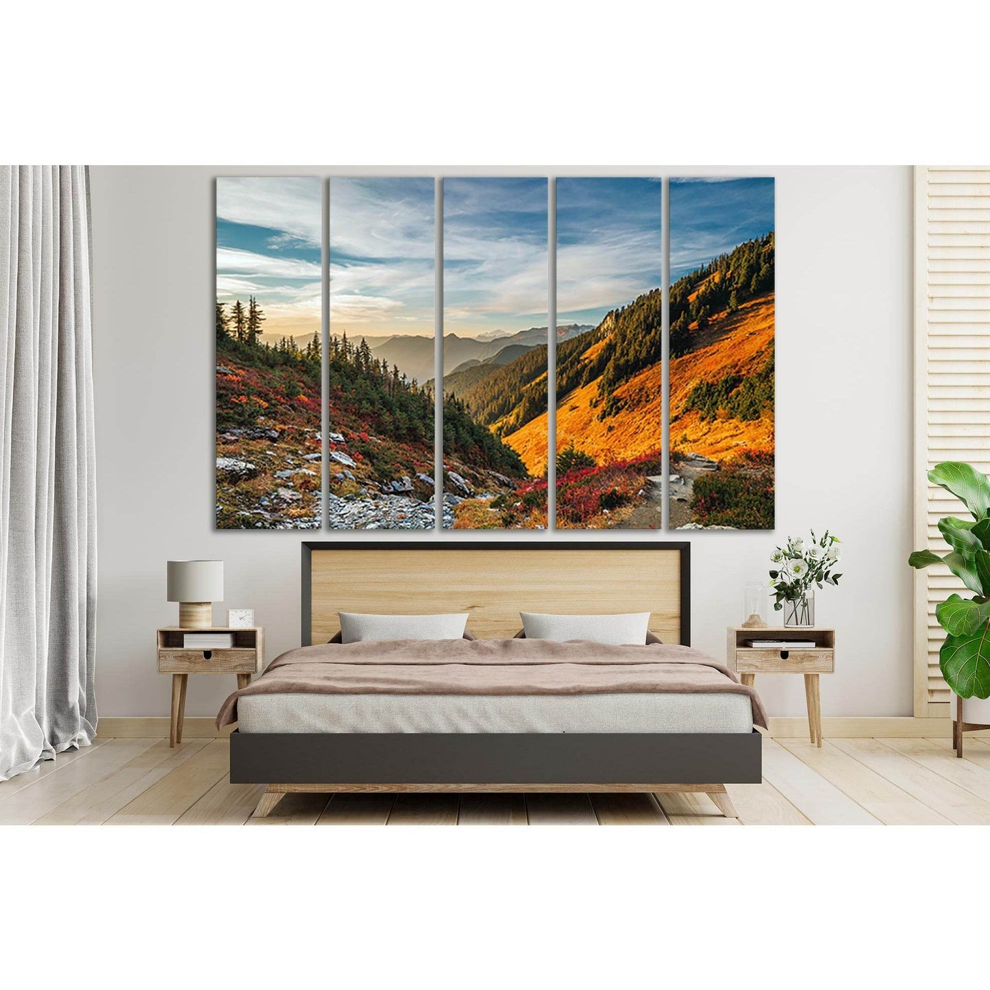 Beautiful Landscape Autumn Tree Mountains №SL1479 Ready to Hang Canvas Print - Zellart Canvas Prints 0new, ALL_Products, AUTUMN WALL ART