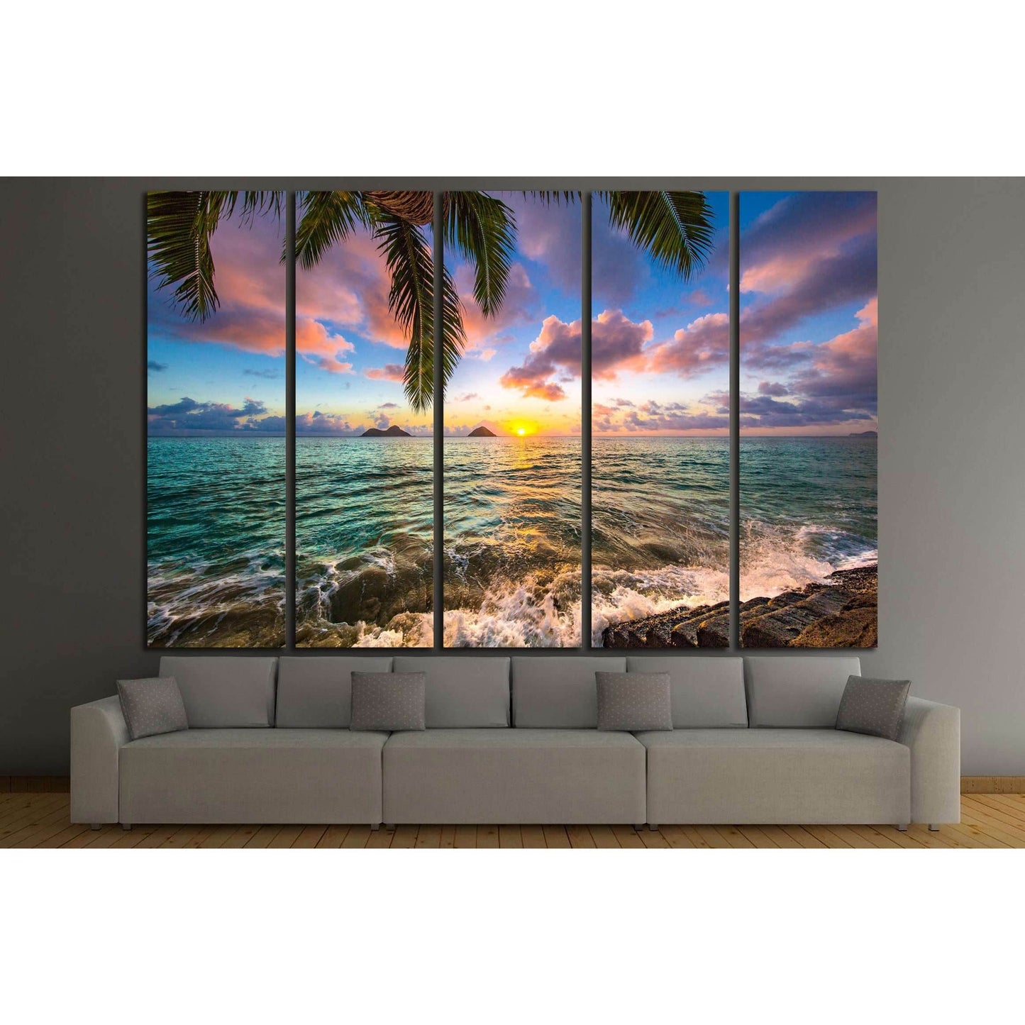 Beautiful Lanikai, Kailua Sunrise in Hawaii №3072 Ready to Hang Canvas Print - Zellart Canvas Prints ALL_Products, s-3071