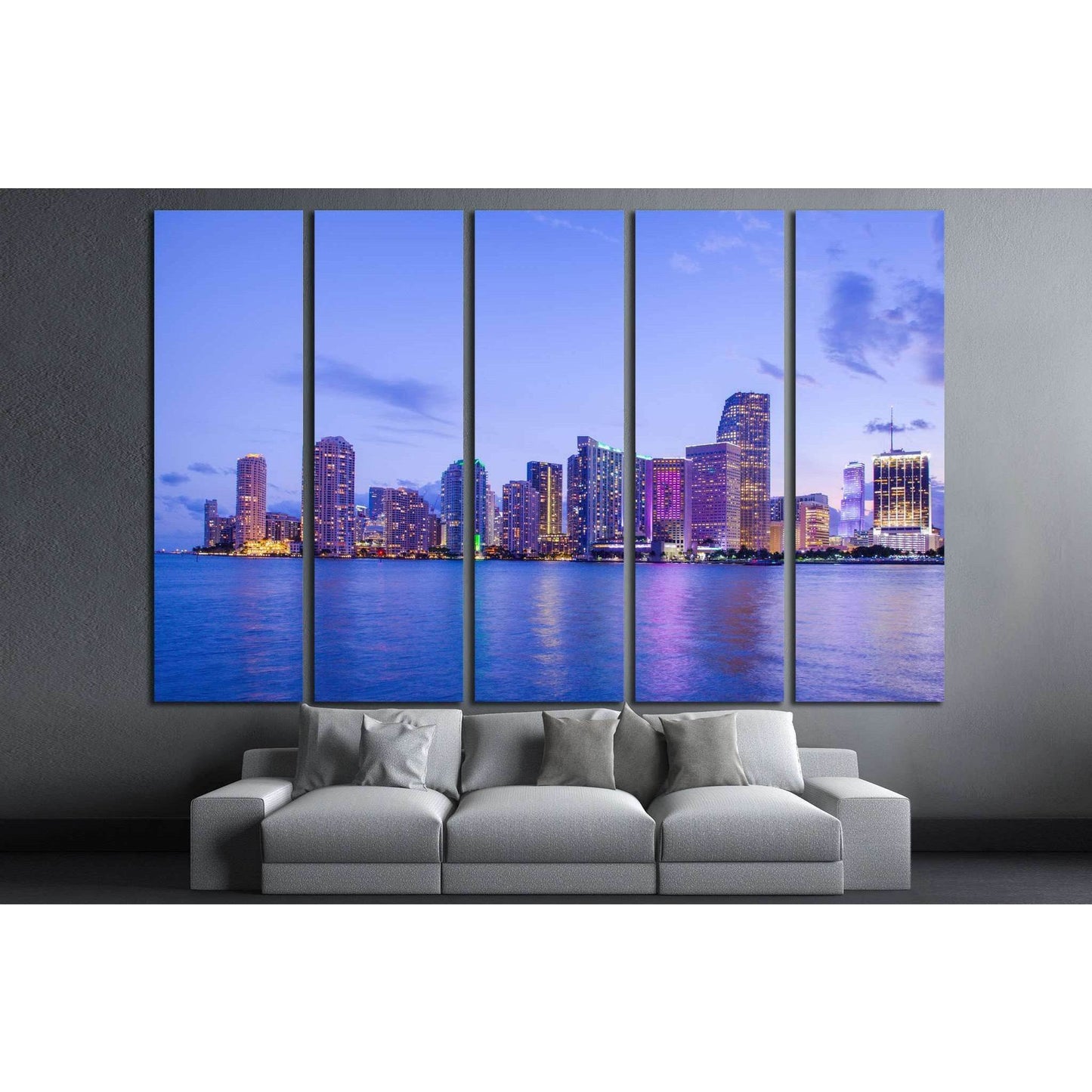 Beautiful Miami Florida skyline №1107 Ready to Hang Canvas Print - Zellart Canvas Prints ALL_Products, s-1107