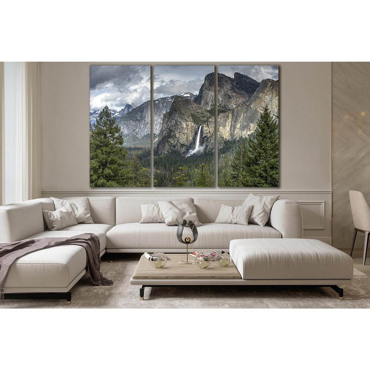 Beautiful Mountain Waterfall №SL443 Ready to Hang Canvas Print - Zellart Canvas Prints 0new, ALL_Products, Waterfall, Waterfall Wall Art