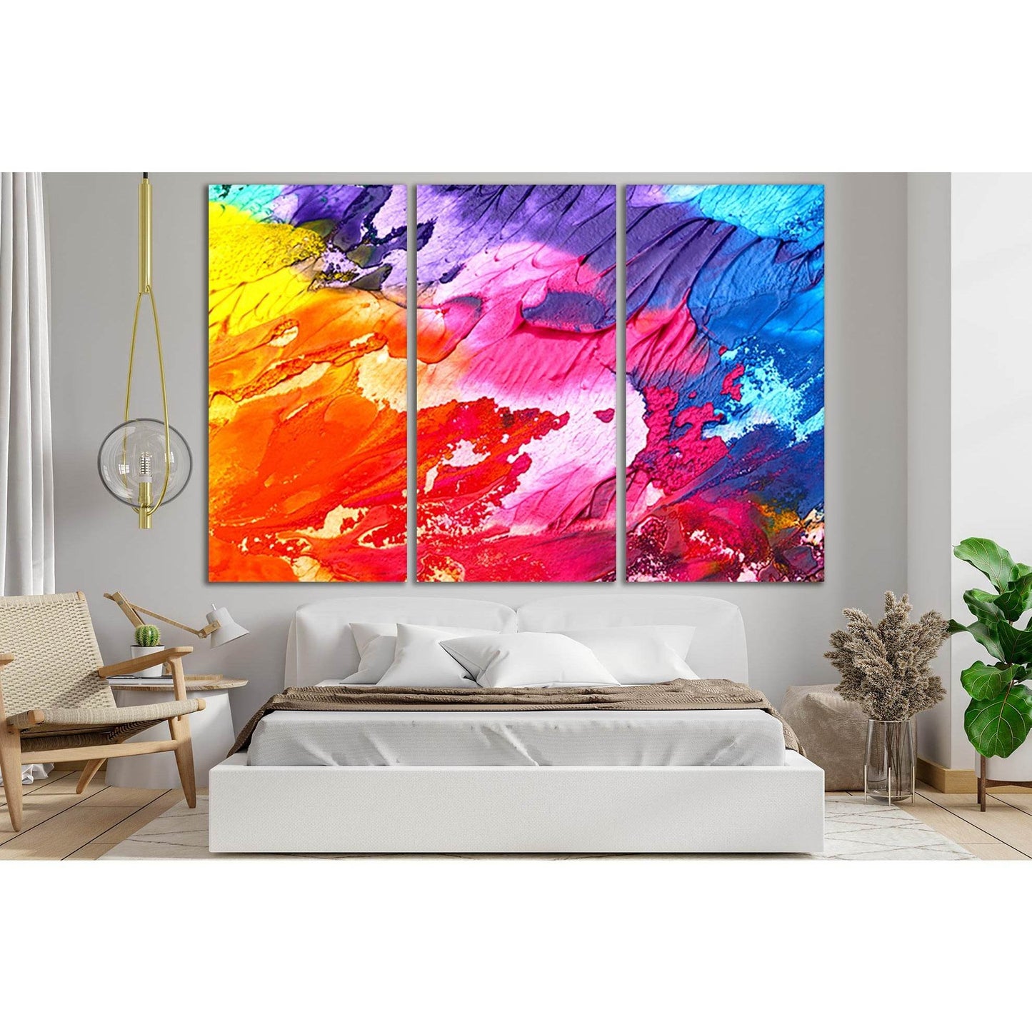 Beautiful Multicolored Abstraction Oil Painting №SL569 Ready to Hang Canvas Print - Zellart Canvas Prints 0new, ALL_Products, Oil Painting Wall Art