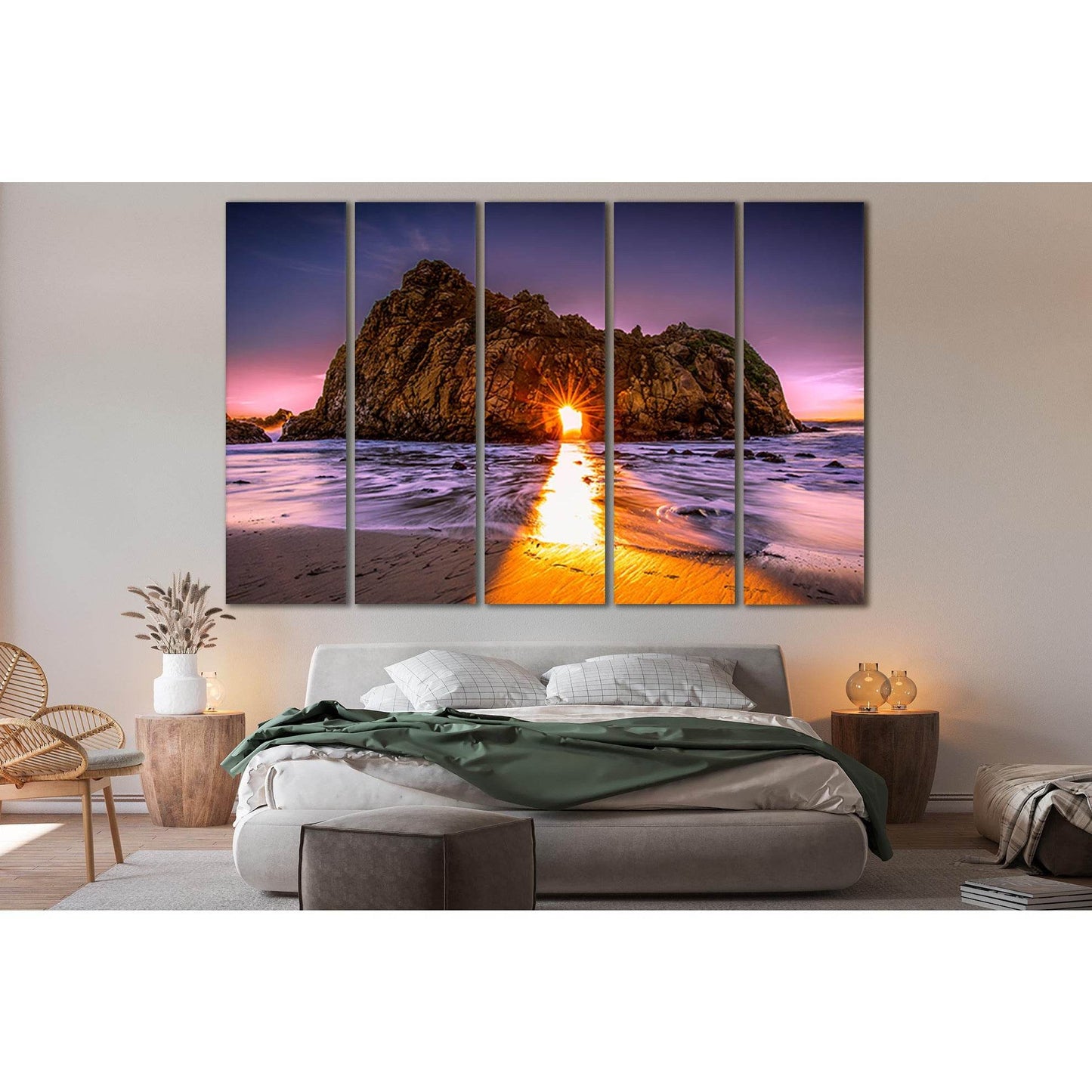 Beautiful Rock And Sun Rays №SL289 Ready to Hang Canvas Print - Zellart Canvas Prints 0new, ALL_Products, SUNRISE & SUNSET WALL ART