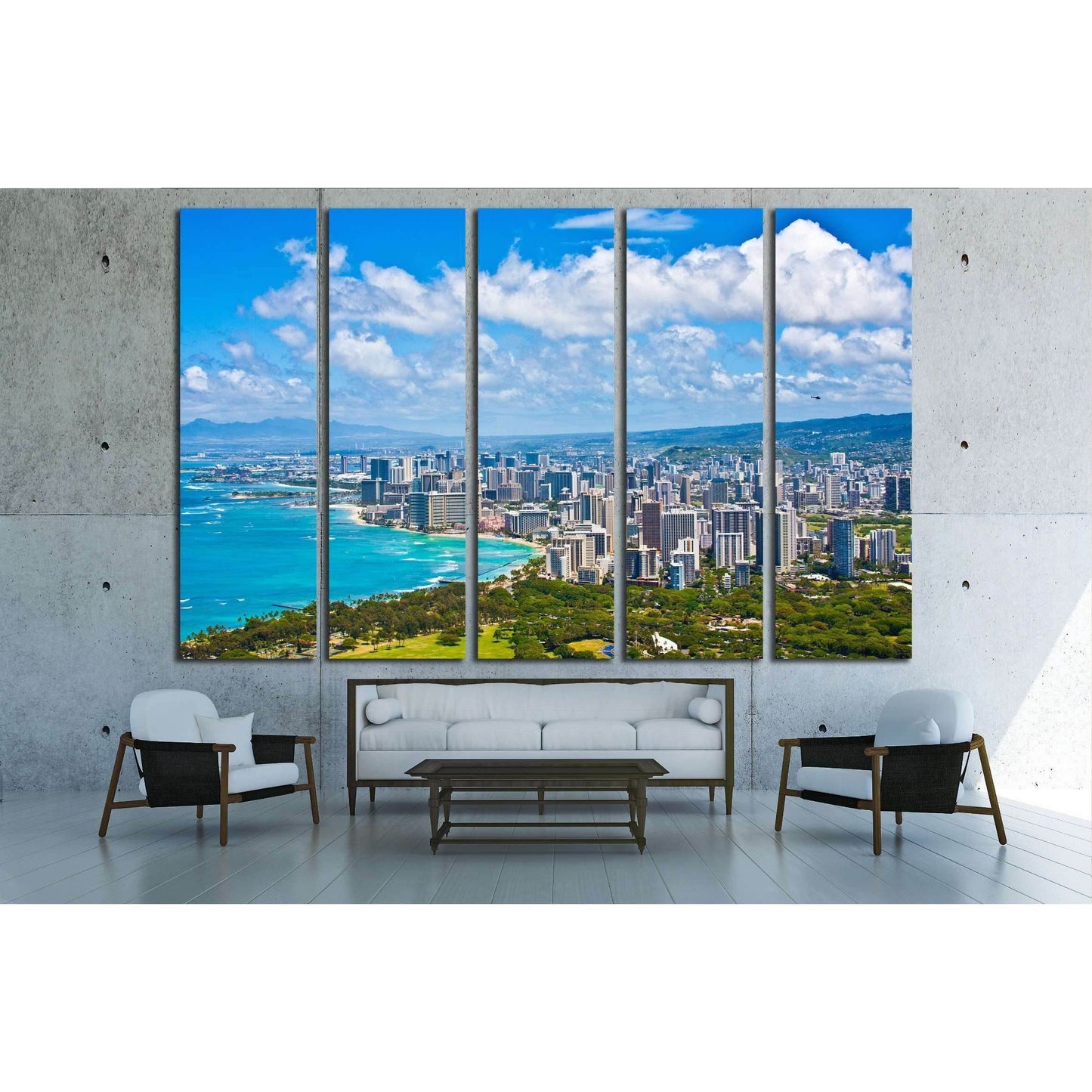 Beautiful Skyline of Oahu,Hawaii №2250 Ready to Hang Canvas Print - Zellart Canvas Prints ALL_Products, s-2250