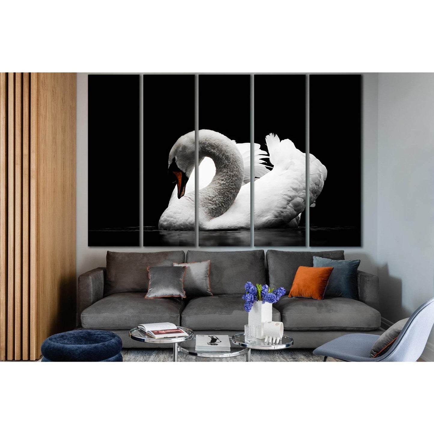 Beautiful Swan Black And White №SL844 Ready to Hang Canvas Print - Zellart Canvas Prints 0new, ALL_Products, Black & White Wall Art